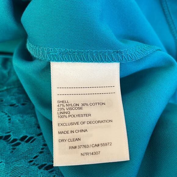 Laundry By Shelli Segal Bell Sleeve Lace A-Line Dress Blue Size 6 - Picture 12 of 14